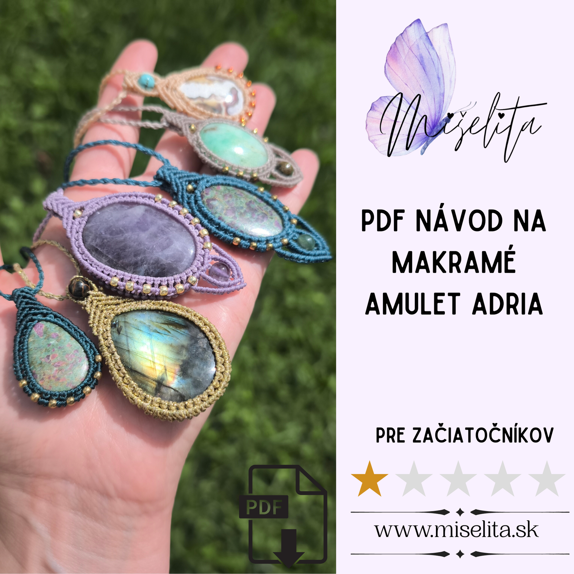 Návod na macramé náhrdelník „Adria“ – PDF fotonávod krok za krokom