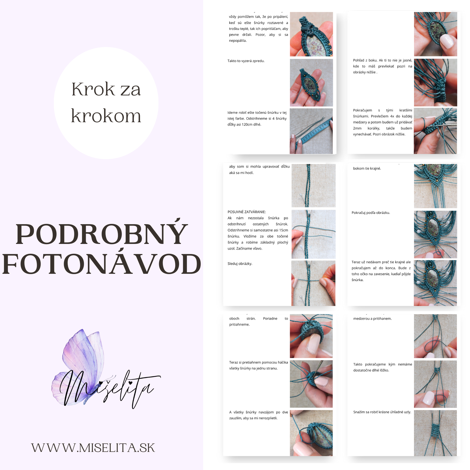 Návod na macramé náhrdelník „Adria“ – PDF fotonávod krok za krokom