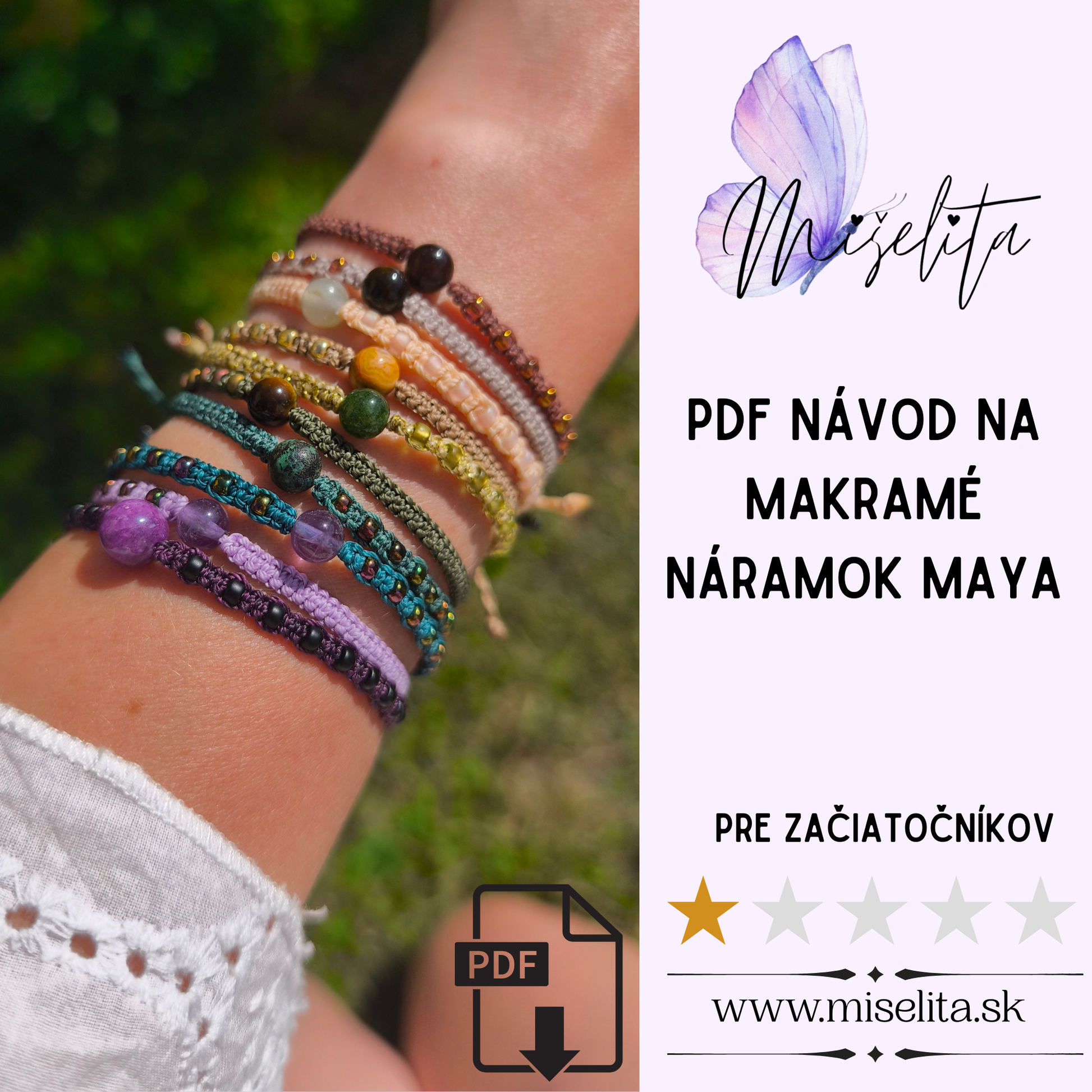 Návod na macramé náramok „Maya“ – PDF fotonávod krok za krokom