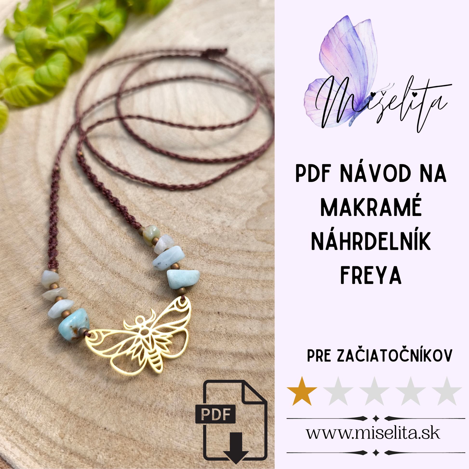 Macramé návod na náhrdelník „Freya“ – fotopostup PDF (univerzálna veľkosť)