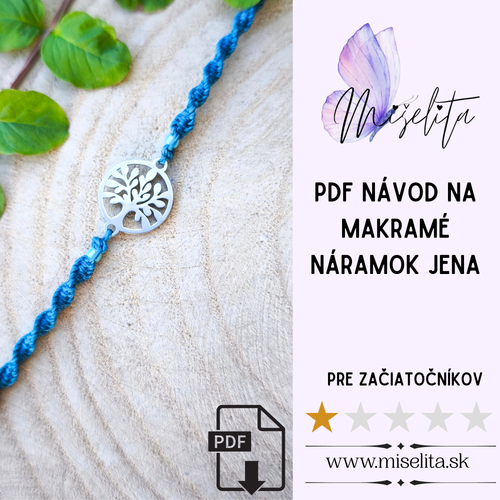 Makramé náramok "Jena" - univerzálna veľkosť - PDF - fotonávod