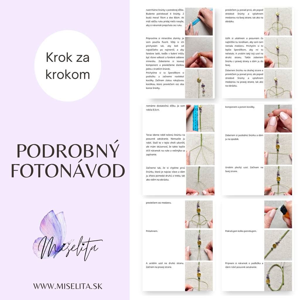 Makramé náramok "Bela" - PDF fotonávod na výrobu (univerzálna veľkosť)