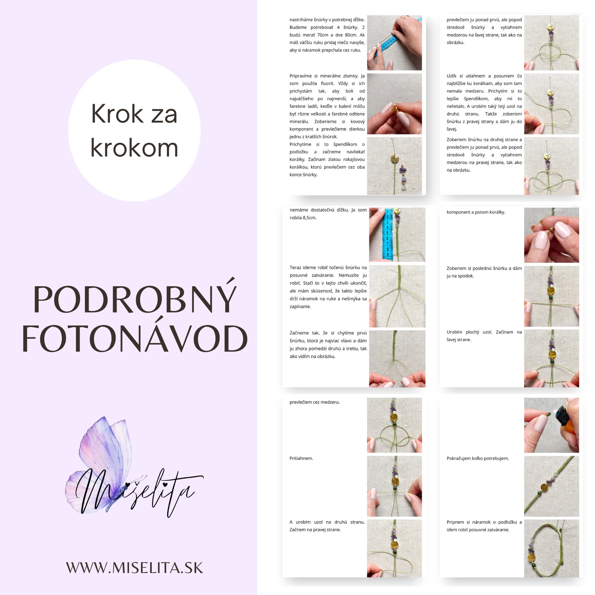 Makramé náramok "Bela" - PDF fotonávod na výrobu (univerzálna veľkosť)