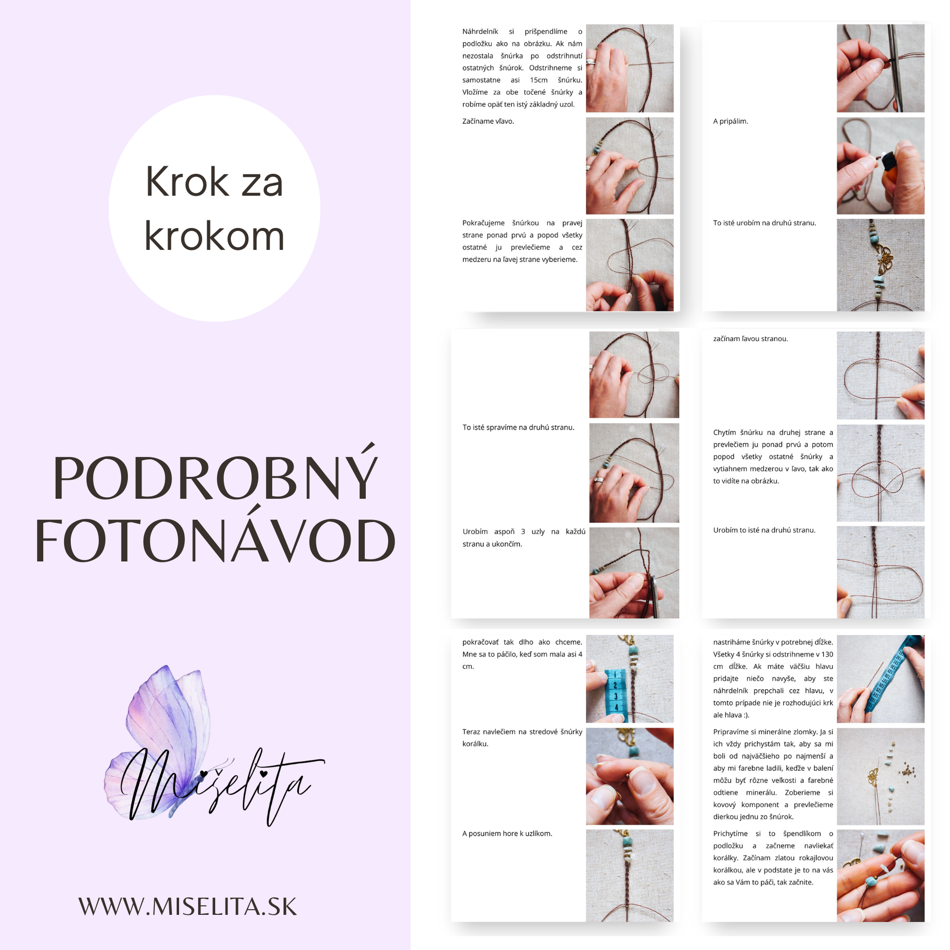 Makramé náramok "July" - univerzálna veľkosť - PDF fotonávod krok za krokom