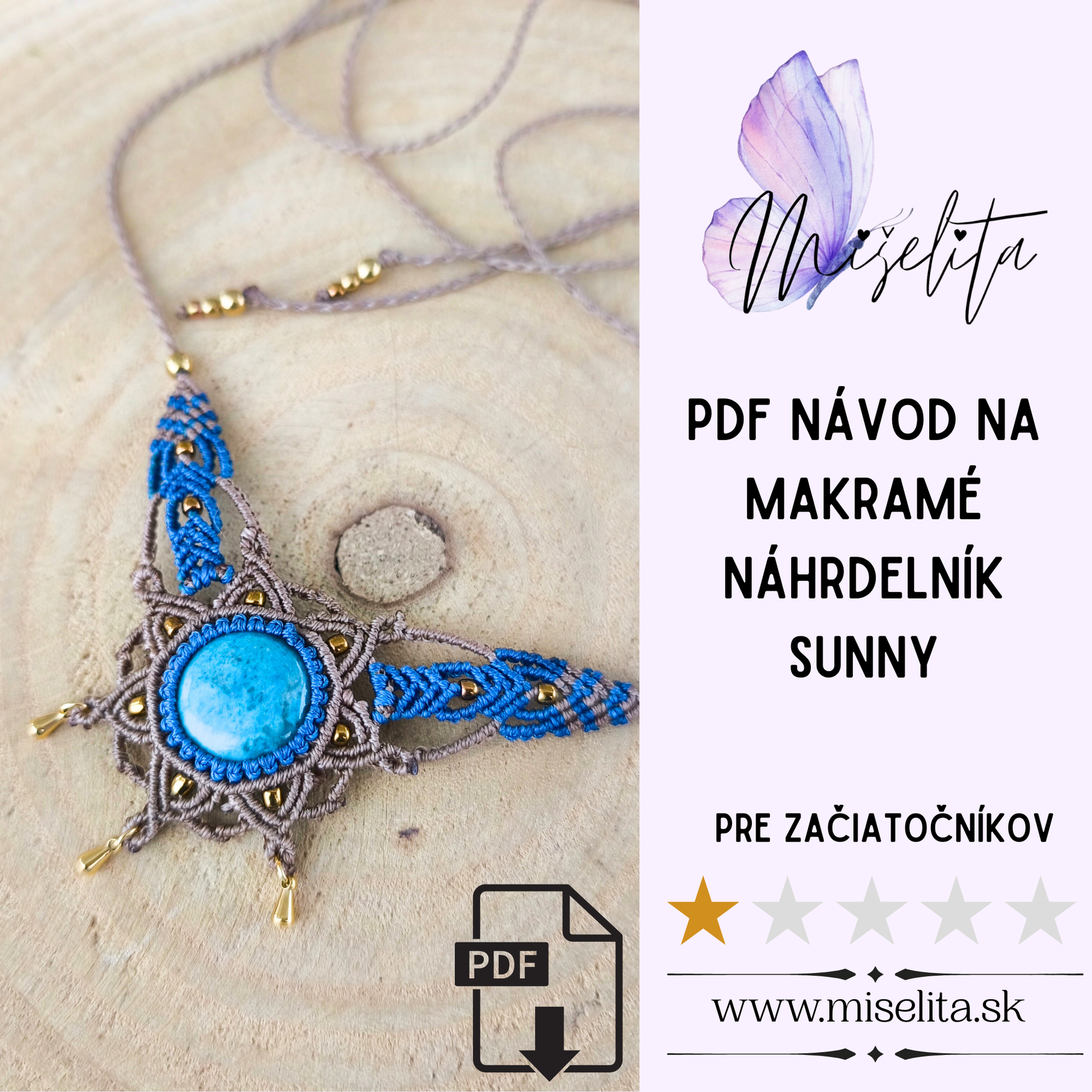 Návod na macramé náhrdelník „Sunny“ – PDF fotonávod a video krok za krokom