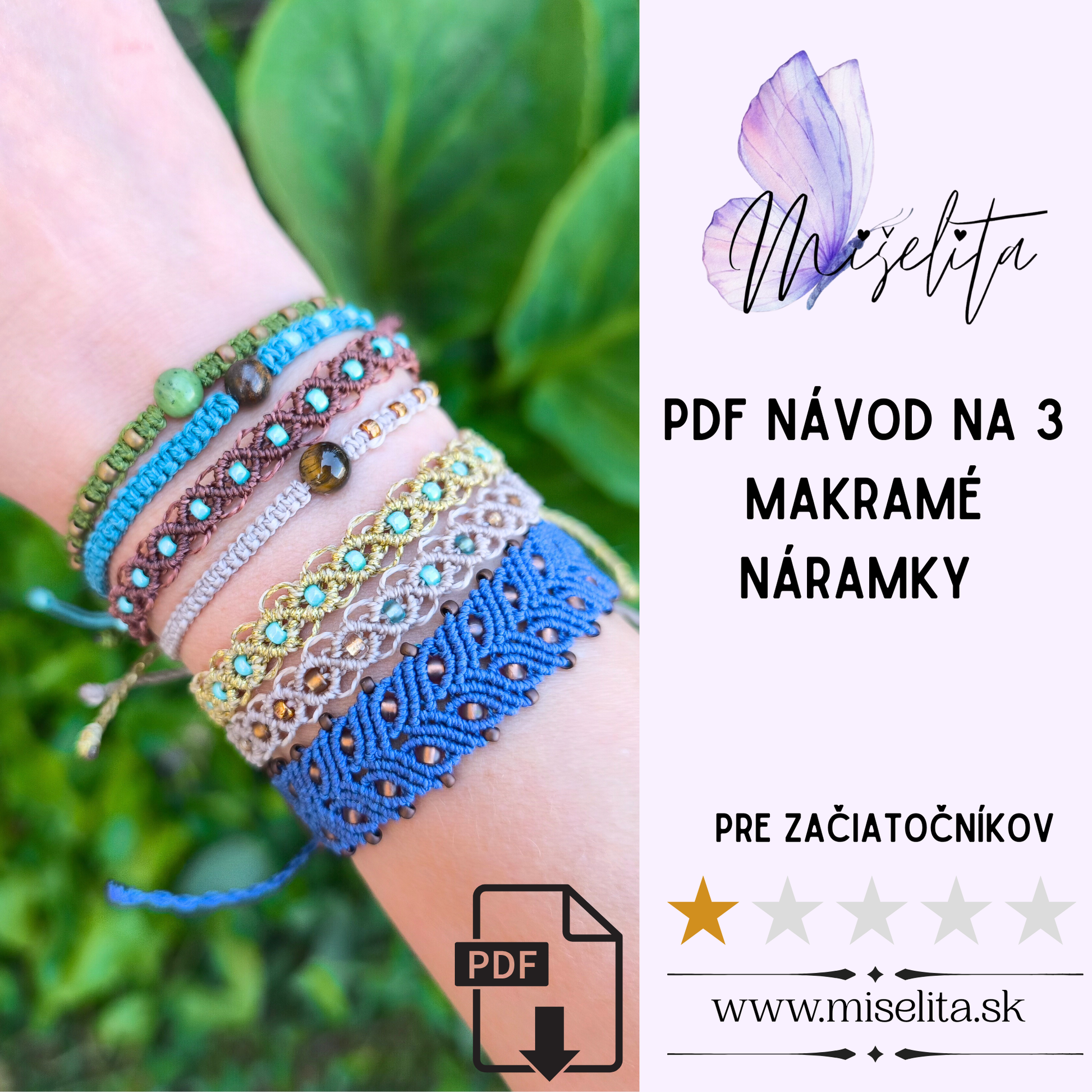 Návod na macramé náramky 3ks – PDF fotonávod krok za krokom