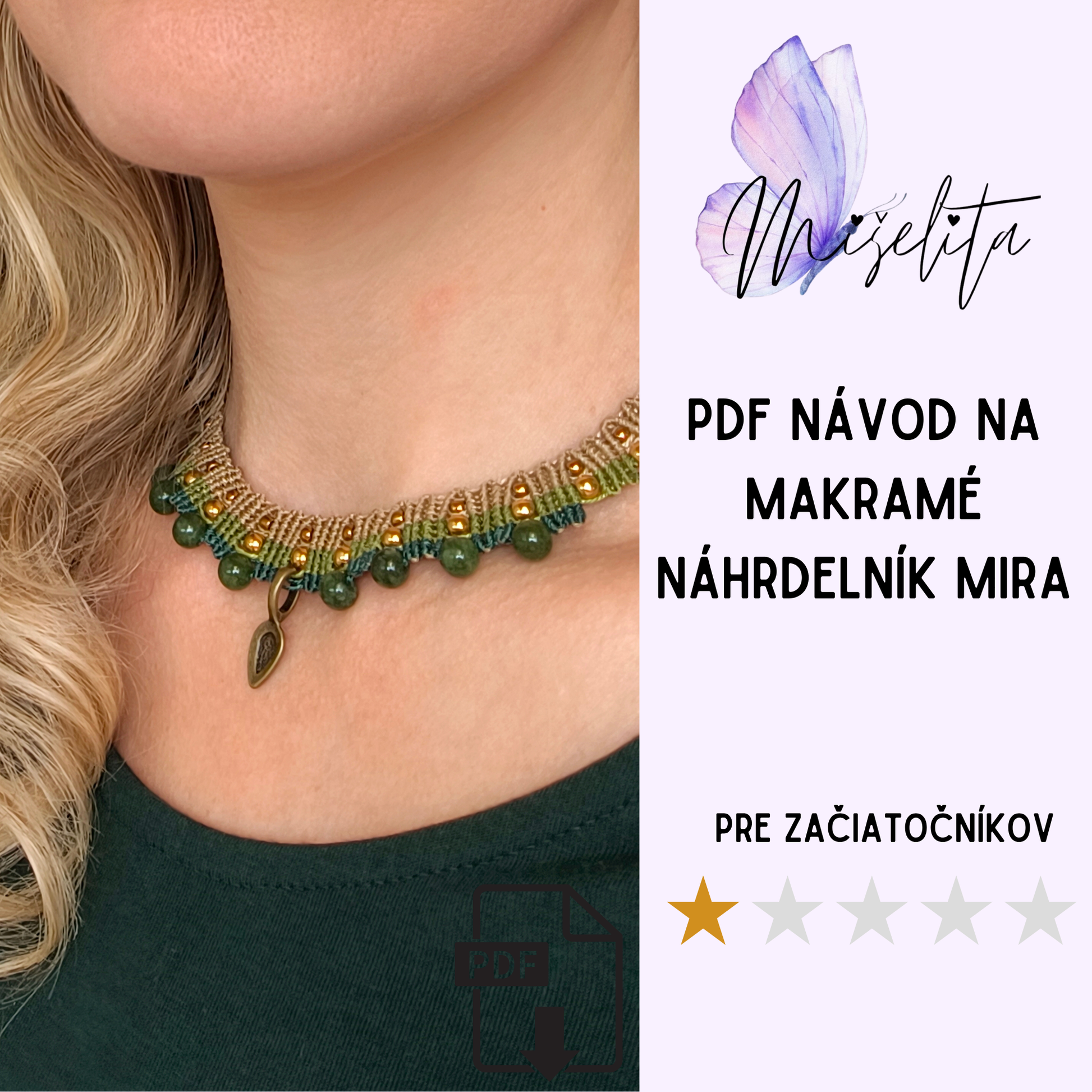 Návod na macramé náhrdelník „Mira“ – PDF fotonávod a video krok za krokom