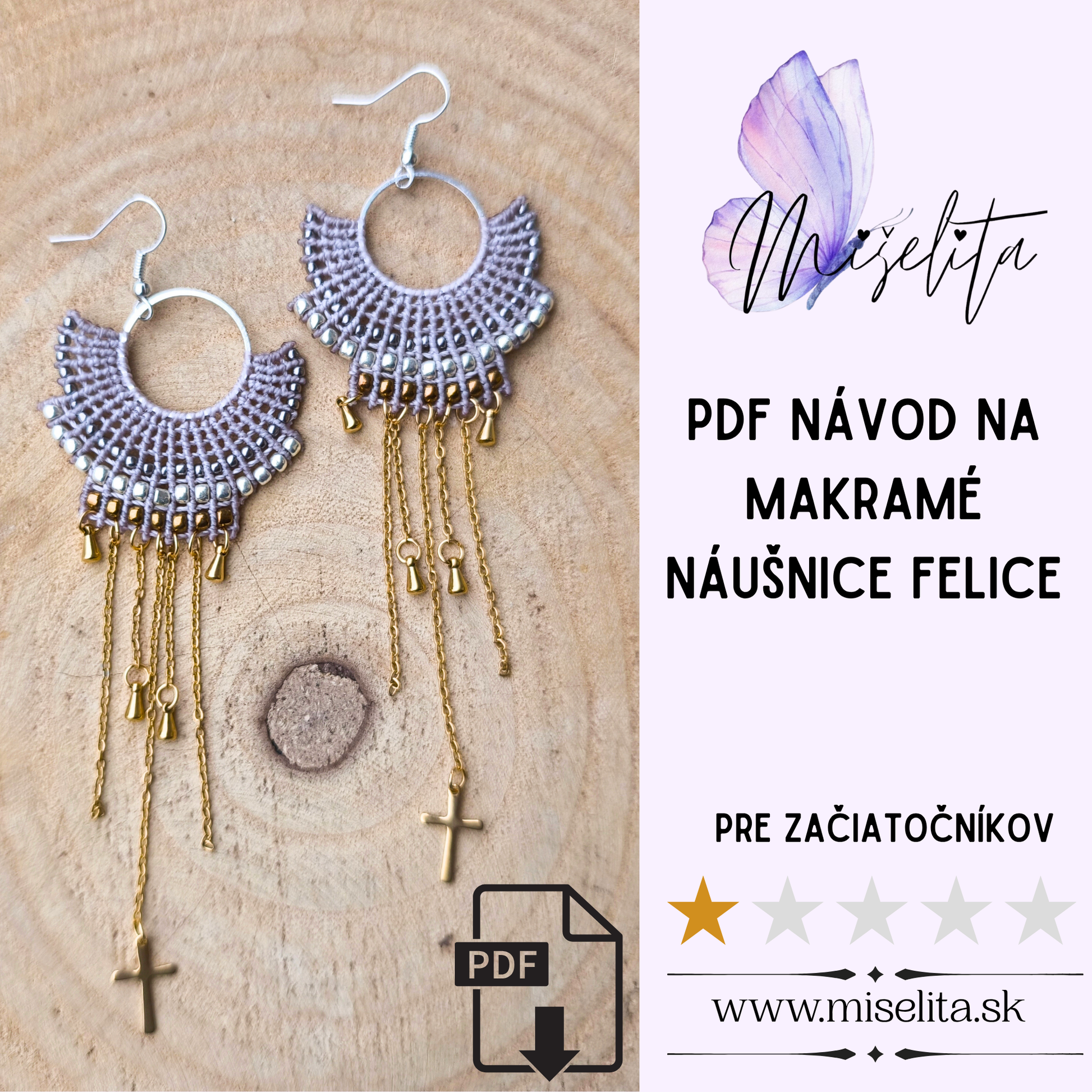 Návod na macramé náušnice„Felice“ – PDF fotonávod a video krok za krokom